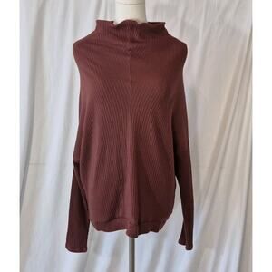 Free People Beach Maroon Womens Textured Pullover Sweater Small